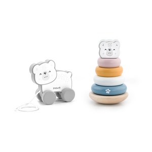 폴라비 아기 끌기 장난감 링쌓기 세트 원목 18개월 19개월 놀이 선물, 1개, 북극곰, 북극곰