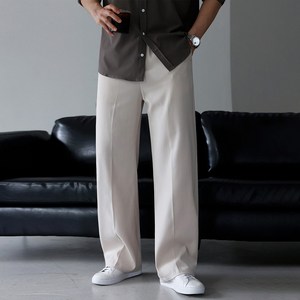 베이직바이블 남녀공용 와이드 슬랙스 링클프리 투턱 밴딩 팬츠 빅사이즈 (4color)