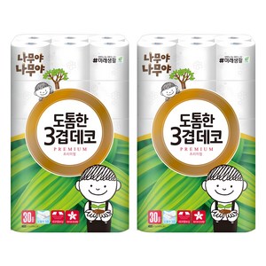 나무야나무야 도톰한 3겹 데코 고급 롤화장지, 30m, 30개입, 2개