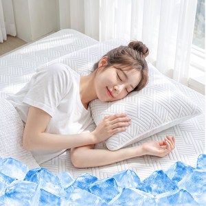 KURUA 100% 냉감 베개 여름 쿨 베개, 화이트_굵은 줄무늬