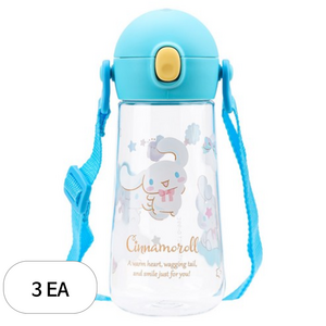 릴팡 더보틀 원터치 어깨끈 트라이탄 물통, 시나모롤, 470ml, 3개