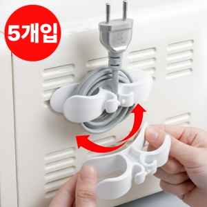 루브앤 강력접착 케이블 전선 정리 홀더, 화이트, 5개