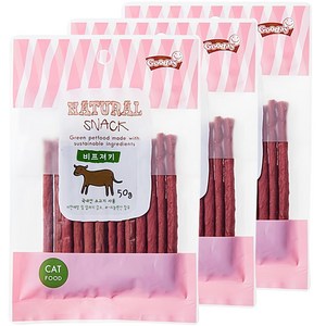 굿데이 네츄럴 스낵 고양이 간식, 비프져키, 50g, 3개