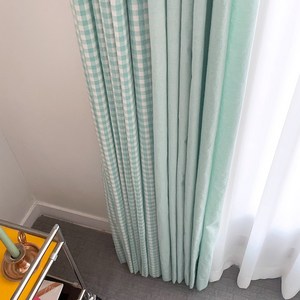 바이아미 멜란 체크 커튼-아쿠아민트