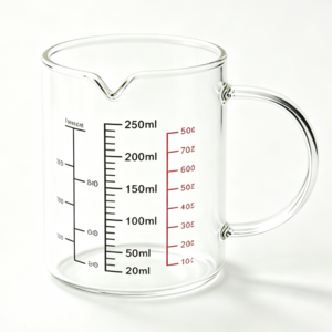 유리 계량컵을 가지고 가다 고붕소규산염 유리 컵 눈금 내열 카페와 가정에서 사용, 1개, 250ML