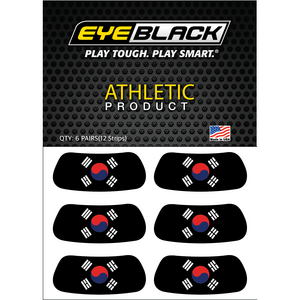 EYEBLACK 태극기 디자인 경기용 아이블랙 블랙베이스 12개(6 pairs) 스포츠 아이패치 스티커, 12개, 블랙바탕