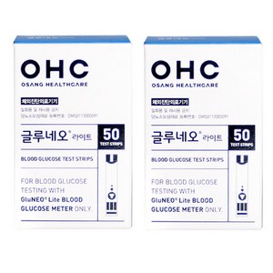 오상헬스케어 글루네오 라이트 혈당검사지, 2개, 50개입