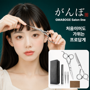 갬부지 프로 미용가위 국가고시 입문용 홈케어 4CR salon line, 1세트, 실버 올인원