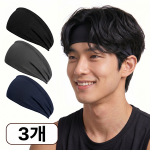 모브드 쿨 땀흡수 스포츠 헤어밴드, 3개, 혼합3종