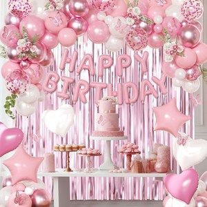 보미프 생일파티 이벤트 풍선 장식 패키지 세트, 1세트, 핑크