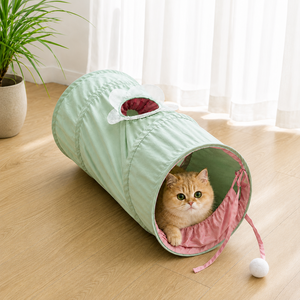 리노아 고양이터널 숨숨집 접이식 캣터널 고양이 장난감, 1개, 그린