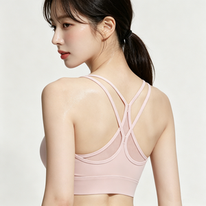차오크 심리스 노와이어 브라 망사 디자인 일체형 스포츠브라