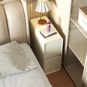 가죽 모던 미니멀 크림 화이트 협탁 듀얼 스틱 수납 침실 서랍장, 흰색