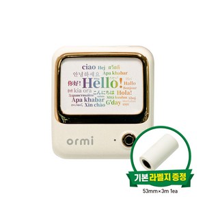 오르미 라벨프린터 300DPI 휴대용 무선 네임스티커 라벨기 ILMX-02, ILMX-02(크림), Cream, 1개