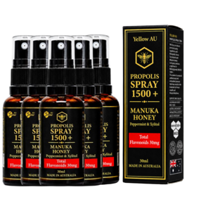 [고함량 플라보노이드 30mg 항산화] 옐로우에이유 호주산 마누카꿀 프로폴리스 스프레이 1500+, 5개, 30ml