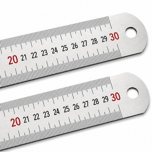 로디움 30cm 양방향 스텐레스 자 쇠자 철자, 2개, 실버
