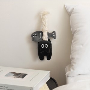 미뇽맨션 액막이 냥태 귀여운 복 집들이 개업 생일 선물 현관 명태 뚱냥이, 1개, 블랙, 17cm
