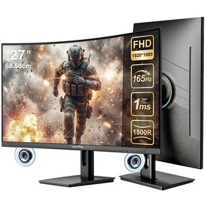 LarmTek 게이밍 모니터 27인치 34인치 49인치 울트라와이드 FHD/QHD/WQHD/4K/DQHD/5K 165Hz/240Hz 커브드 화면 고주사율 내장스피커 높이조절 스탠드, 70cm, 27inch FHD 165Hz