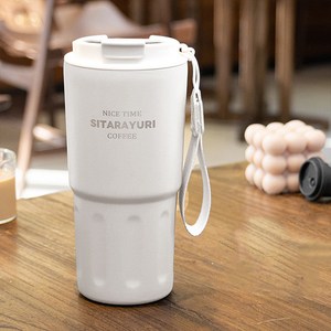 FOCUS 600ml 스트랩 텀블러 이중진공 보온 보냉 스텐 콜드컵, SITARAYURI스트랩텀블러-화이트, 1개