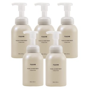 ruuve 유아용 페이셜 핸드 워시, 무향, 400ml, 5개