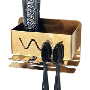 누아르 스텐 무타공 접착식 칫솔걸이, 골드, 1개