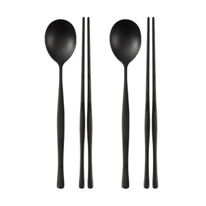 식세기 가능한 벨루에 티타늄 수저세트, 2세트, 숟가락+젓가락, 블랙
