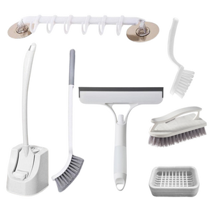 파트마 욕실 청소 도구 세트 브러쉬 다용도 걸이 + 세척솔 + 사각 바닥솔 + 틈새솔 +롱틈세솔 + 비누 받침 +변기솔, 7개
