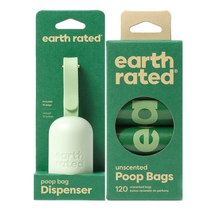 얼스레이티드 디스펜서 배변통 + 리필 배변봉투 8롤 120매 세트 무향 강아지 친환경 풉백, 1개, 120개입, 그린