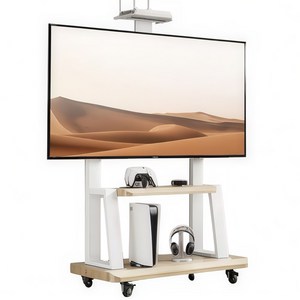 KORELAN tv스탠드 이동식 TV스탠드 32-70인치 삼성 LG 호환 풀스틸 소재 마운트 높이 조절, 흰색, 1개