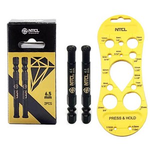 NTCL 강화타일 천공 융착코어비트 6.5mm 2개입, 1개, 본품(배터리없음)