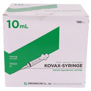 한국백신 일회용 주사기 10ml 21G 11/4" 100개, 1박스