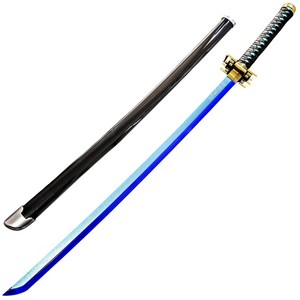 UB 카타나 LED 광선검 일륜도 귀멸의 칼날 충전식 발광검 일본도 코스프레, 실버블루, 1개