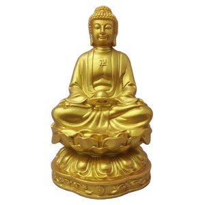 부처님 불상 석가모니 좌불상 연화대 불교 용품 석가모니불 장식, 1개, 황금색
