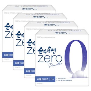 순수한면 제로 컴포트 날개형 생리대, 슈퍼롱, 8개입, 4개