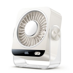 KIMMOO 저소음 BLDC 냉각 벽걸이형 탁상형 선풍기 써큘레이터 199단 3600mAh 대용량 배터리 LED USB-C, 화이트, K818