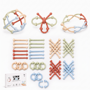 링크팝 실리콘 블록 48pcs | 유아 무한연결 창의놀이 감각발달 장난감, 1개, 혼합