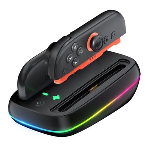 닌텐도 스위치2 조이콘 싱글 마그네틱 충전독 RGB LED 거치대 C타입 케이블 포함 블랙, 1개, 검은, 4N4S0101000200