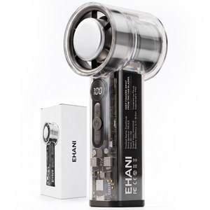 이하니 5000mAh 100단 펠티어 급속냉각 투명 손선풍기 휴대용 에어컨, FN-ICE, 블랙