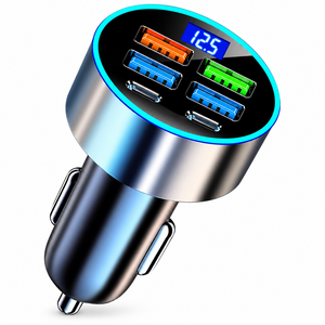 차량용 고속 충전기 시거잭 멀티소켓 차량충전기 4개 Usb+2개 type-c 급속 충전구, 블랙, 3A