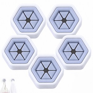 [LxU] 멀티 무타공 육각 주방 수건꽂이 키친 타월 걸이 홀더 5개, 화이트그레이