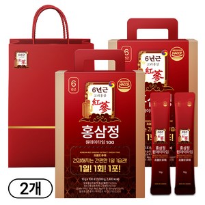 1+1 홍삼정 6년근 하루한포 100회분 대용량+쇼핑백, 2개, 1L