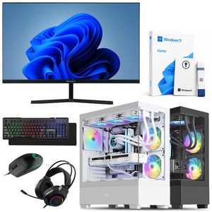쥐씨 게이밍 컴퓨터 모니터포함 풀세트 조립 PC 본체 데스크탑, 256GB, 8GB, WIN11 Home, 라데온 VEGA8, 풀세트01번 블랙 AMD 라이젠3-3200G