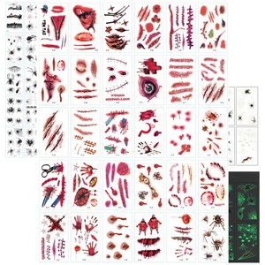 70P 할로윈데이 문신 스티커 흉터 해골 거미 야광 문신 스티커 GC-WST, 350개, 다색