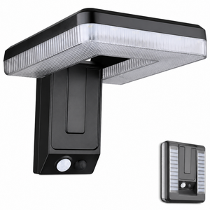 태양광 폴딩 센서 LED 벽등 세트 10W 3단계 인체감지 360도 생활방수 무선 현관 베란다 정원 외벽 문주등, 검은색