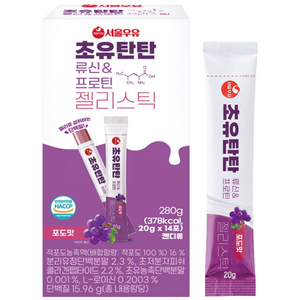 서울우유 초유탄탄 단백질 젤리스틱 츄어블 류신 프로틴 280g, 14회분, 12개