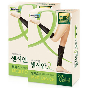 센시안 릴렉스 압박밴드 블랙, 2개, 종아리/무릎형, M-L