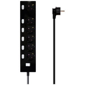 파워존 자동소화 4000W 고용량 웨이브 개별스위치 과부하차단 6구 멀티탭 50cm 1.5m 3m 5m 7m, 자동소화 개별스위치 6구 5m 블랙, 1개, W9ME650BK