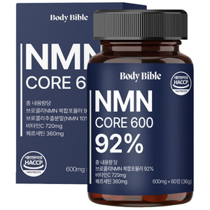바디바이블 식물성 NMN 엔엠엔 코어 600 식약청 HACCP 인증, 1개, 60정