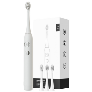 Plexigo T6 음파 전동칫솔 칫솔모 4개 포함 무선 전동칫솔 2가지 모드 잇몸케어, 1개, 화이트