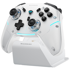 Machenike 메카닉 G5 Pro Max SE 무선 컨트롤러 핫 스왑 조이스틱 PC 안드로이드 iOS 닌텐도 스위치 호환 RGB 게임패드, 1개, 화이트 에디션 (충전 도크 포함)